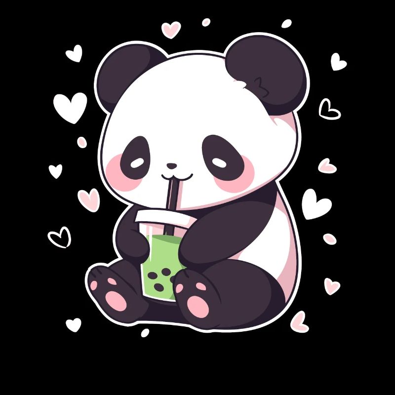 Kawaii Panda Drinks Boba Bubble Tea Chibi