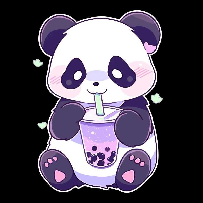 Kawaii Panda Drinks Boba Bubble Tea Chibi