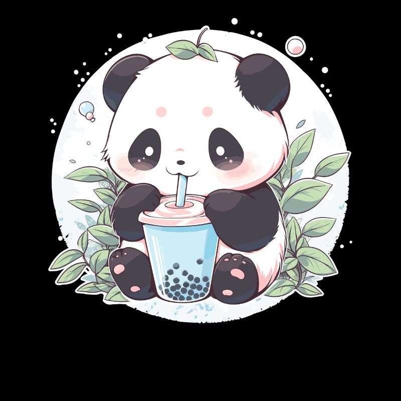 Kawaii Panda Drinks Boba Bubble Tea Chibi