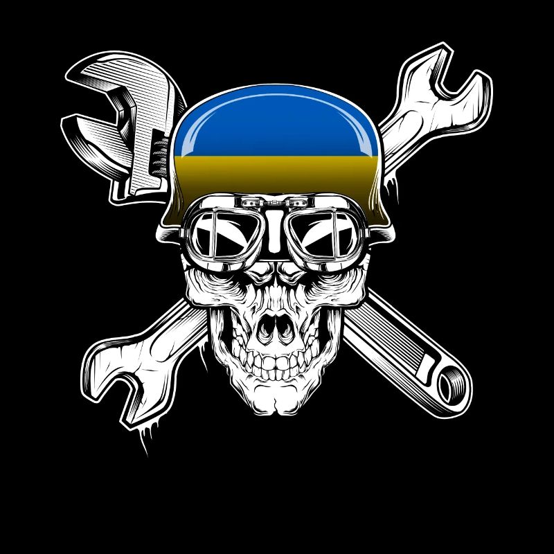 Drapeau de moto ukrainien Biker Skull