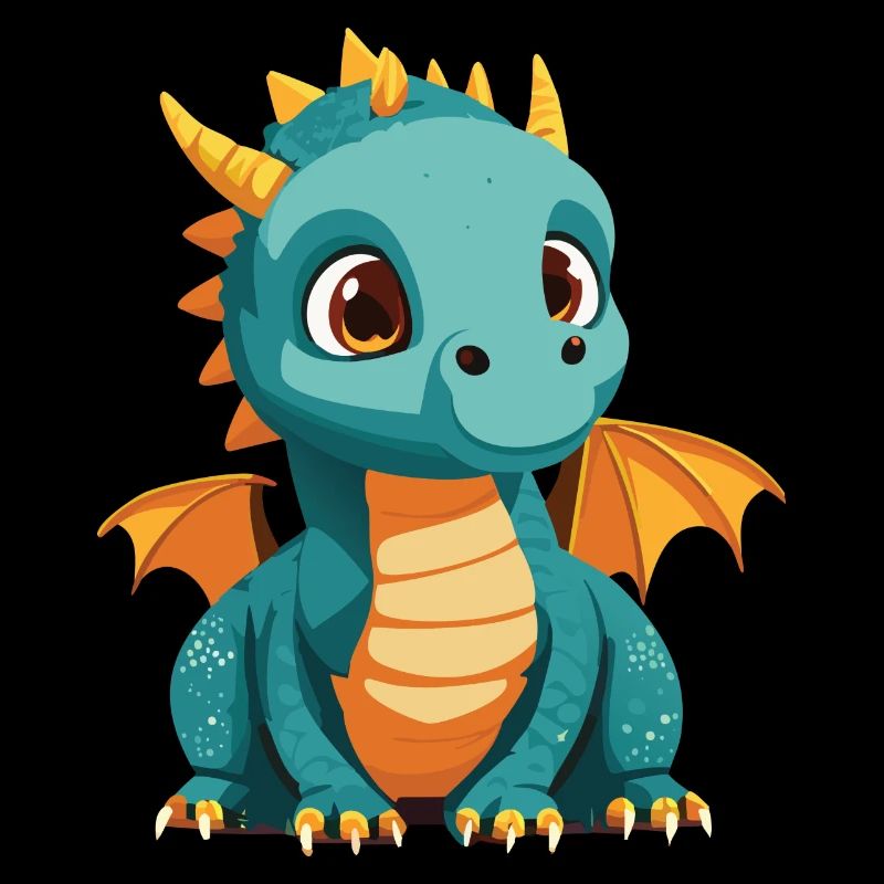 Mignon bébé dragon dans le style de dessin animé