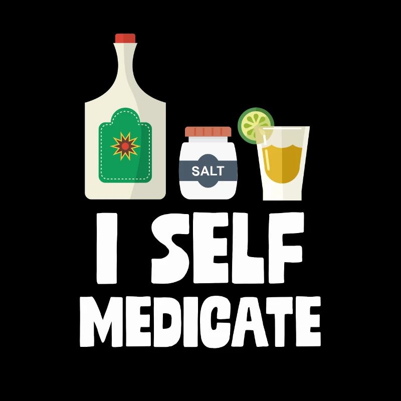 I Self Medicate Tequila Bottle Lime Salt Shot Pun