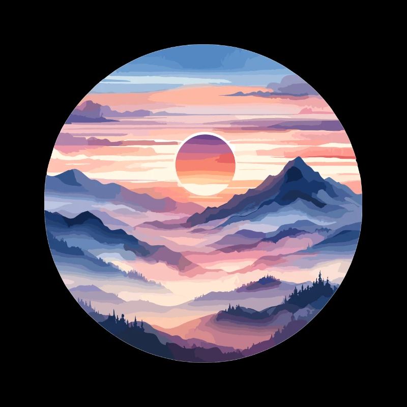 Beautiful sunset over mountain range