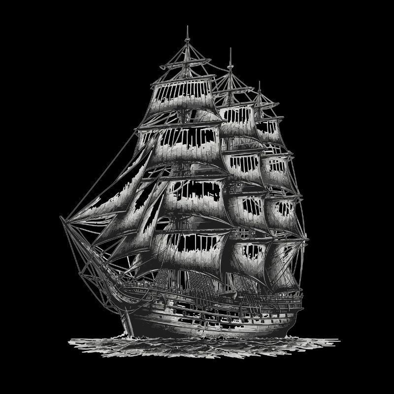 Bleistiftzeichnung eines alten Segelschiffs