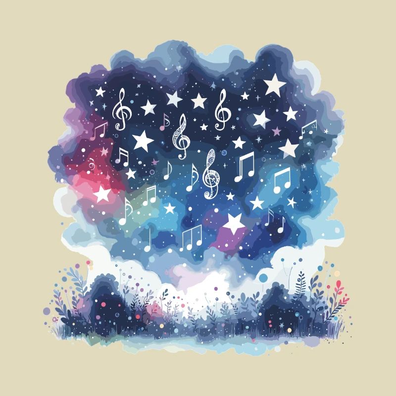 Starry sky with note shapes