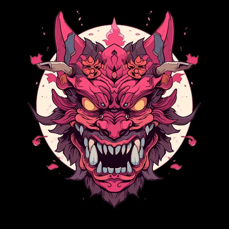 Japanese Hannya Demon Samurai Warrior Oni Mask