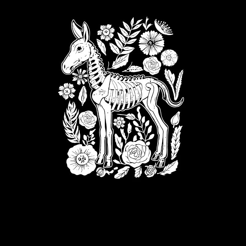 Muli Âne Fleur Squelette Fleur Animal