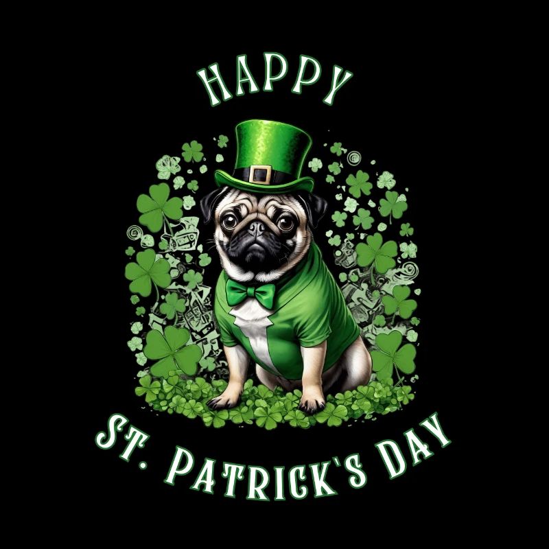 St Patrick's Day Pug I Shamrock St Paddy's Day Pug