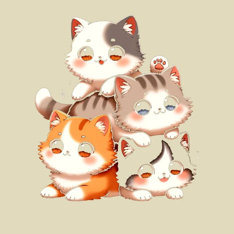 Stack of Kitty Cats Stack Kawaii Meowtain Anime