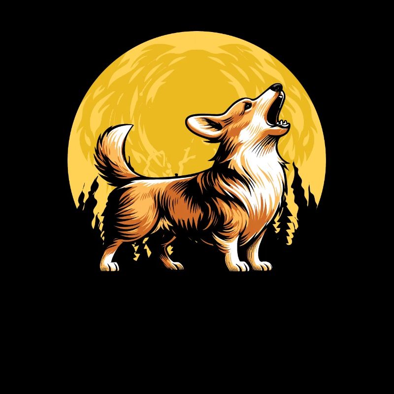 Corgi Moon Howling