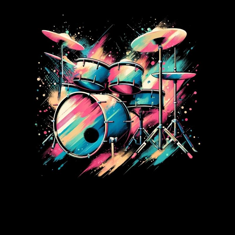 Colorful Abstract Drum Set Drummer Drumming