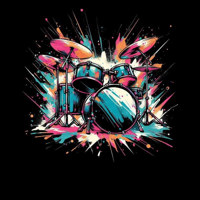 Colorful Abstract Drum Set Drummer Drumming
