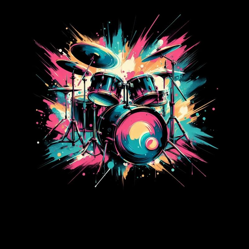 Colorful Abstract Drum Set Drummer Drumming