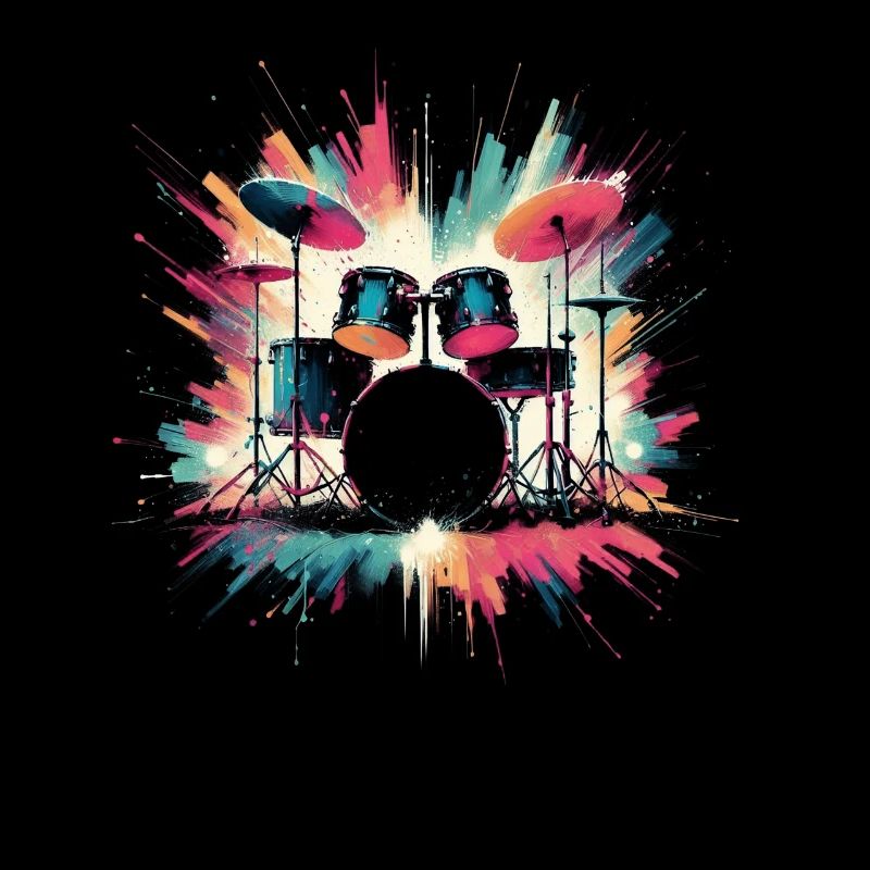 Colorful Abstract Drum Set Drummer Drumming