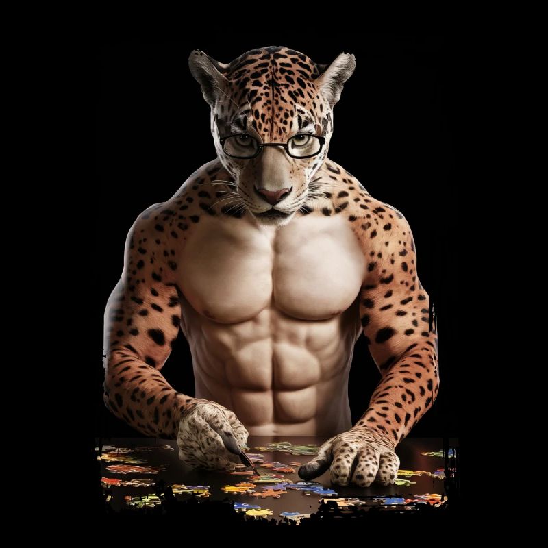 Jaguar spielt Puzzle Geschenk