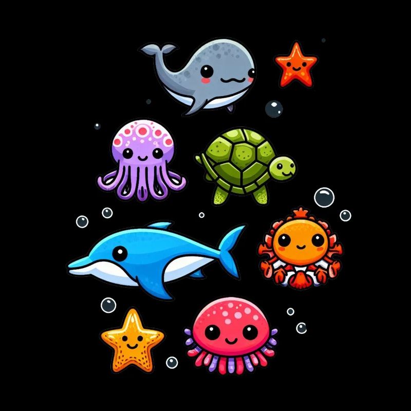Créatures marines colorées pour les enfants Créatures marines