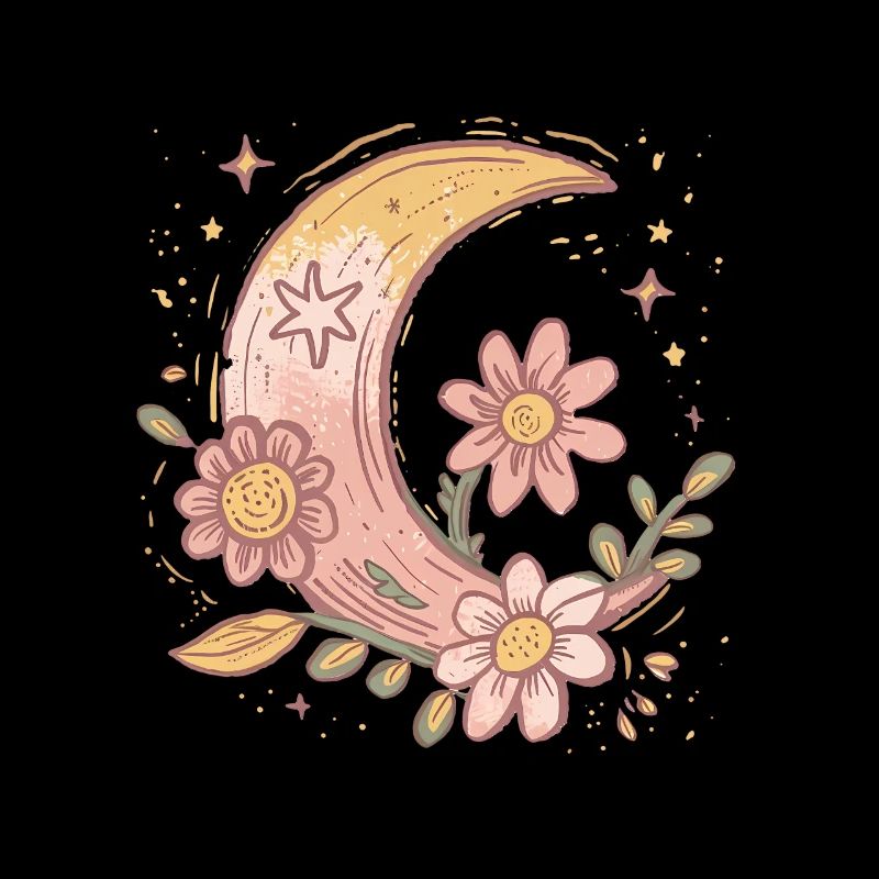 Boho Moon und Blumen