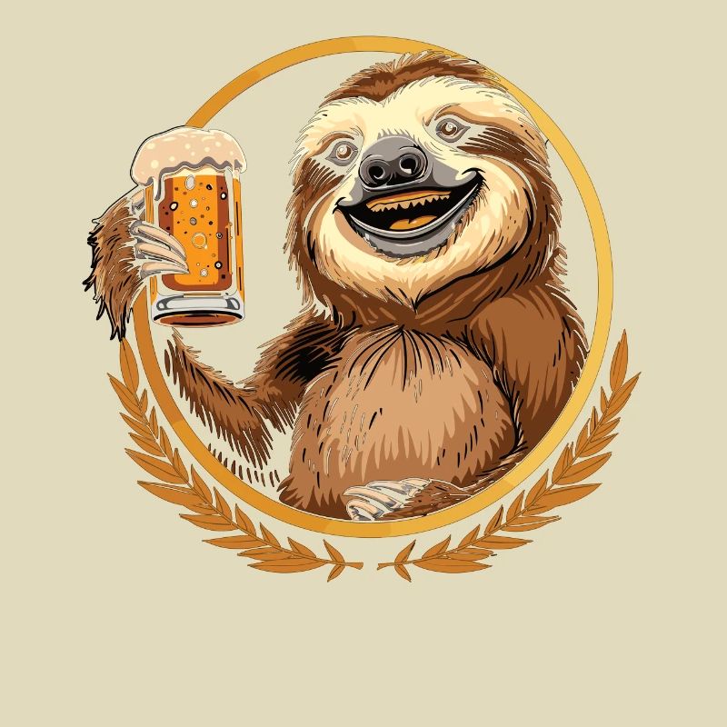 Faultier Bier Biertrinker