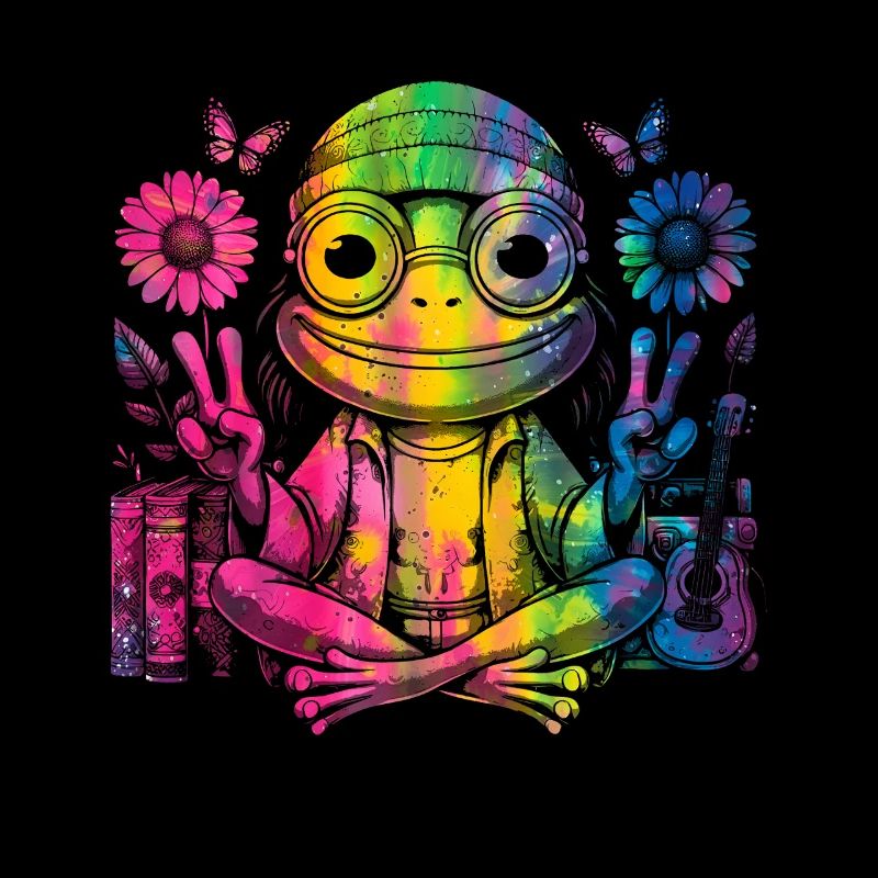 Friedenszeichen Dye Hippie Frog 60s