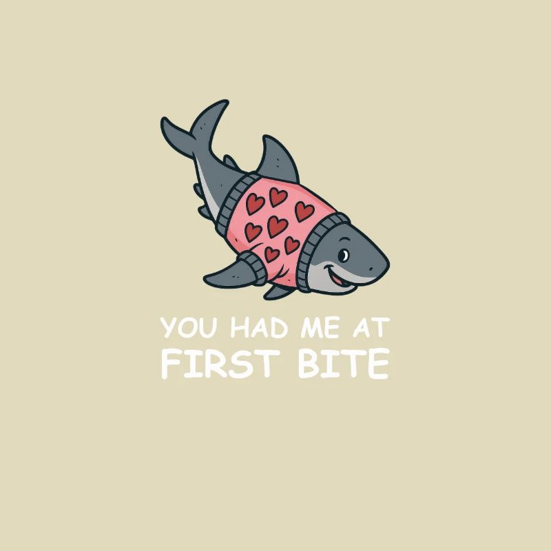 Pull requin avec cœur – Vous m’avez eu à la première bouchée