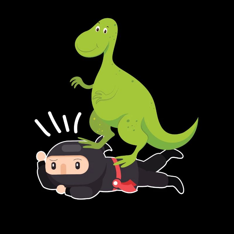Ninja Samurai mit Dinosaurier