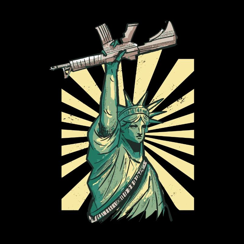 Statue de la Liberté avec mitraillette AR 15