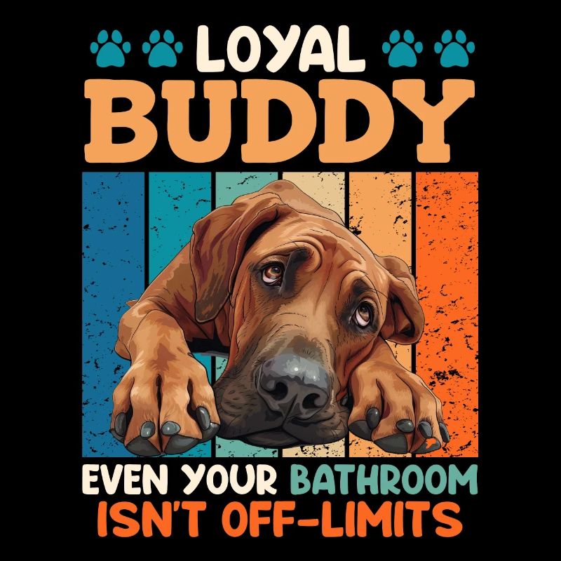 Rhodesian Ridgeback LOYAL BUDDY EVEN THE BATHROOM