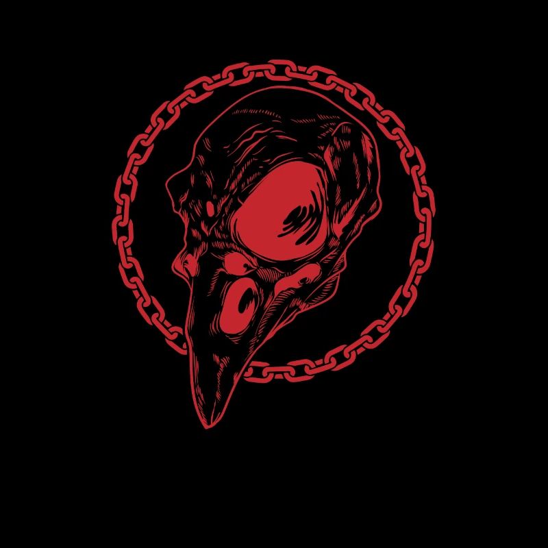 Raven Bone Skull with Chains Crow