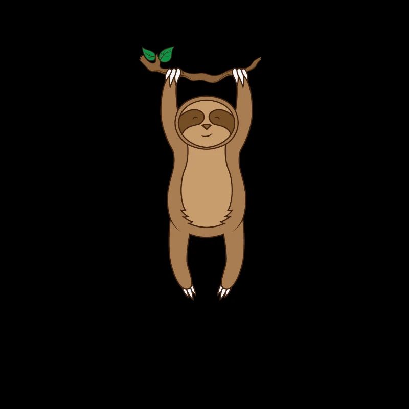 Sloth hanging on a branch and laughing