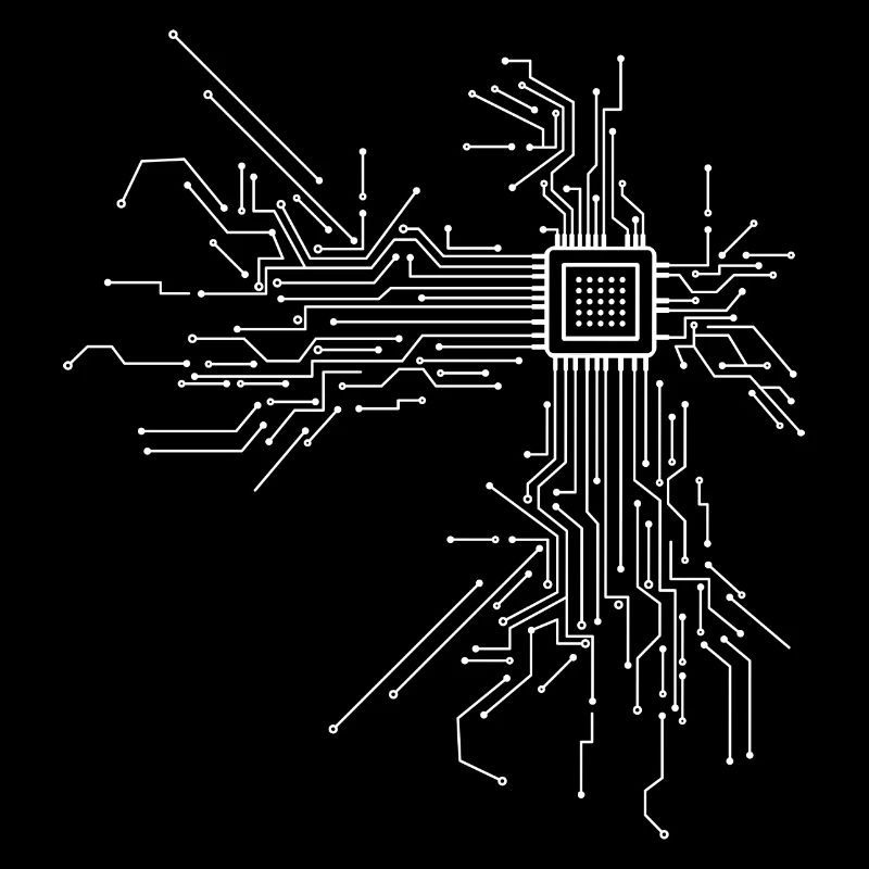 Circuit Board Chip Circuitboard with CPU Computer Design