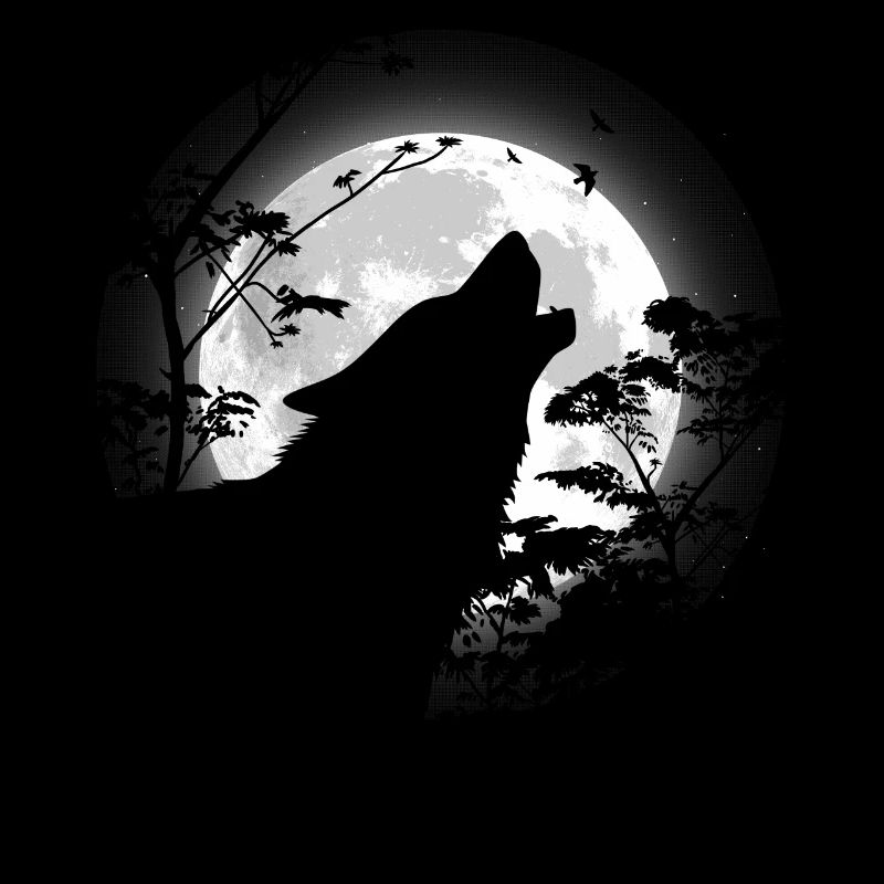 Wolf howl under the moon