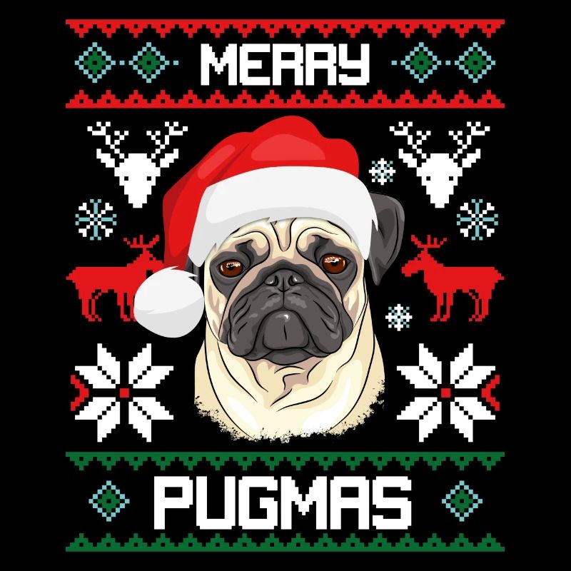 Joyeux Noël Pugmas drôle Pug laid Pull