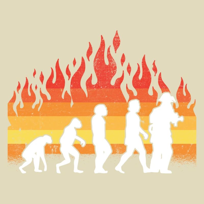Evolution Firefighter Retro Firefighter Profession