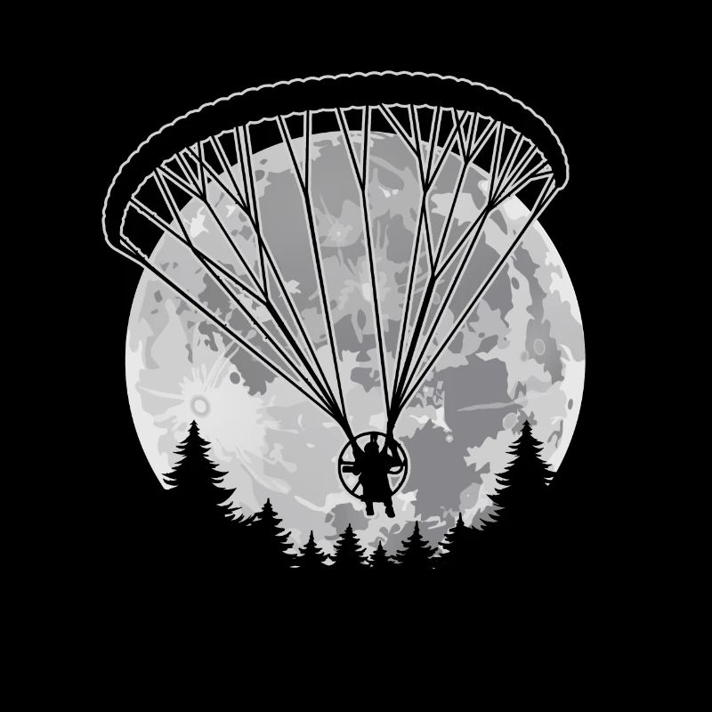 Funny Full Moon Powered Paraglider Paramotor Pilot