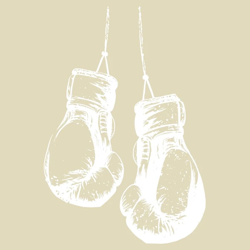 Gants de boxe suspendus en blanc