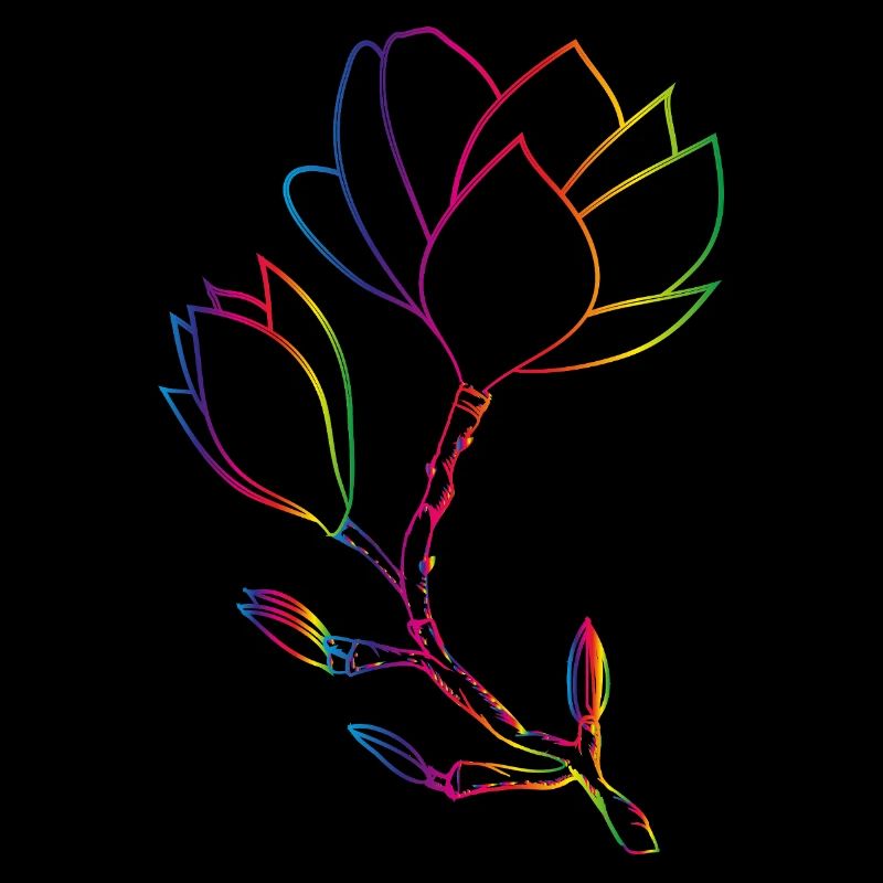 Dessin au trait de magnolia coloré moderne