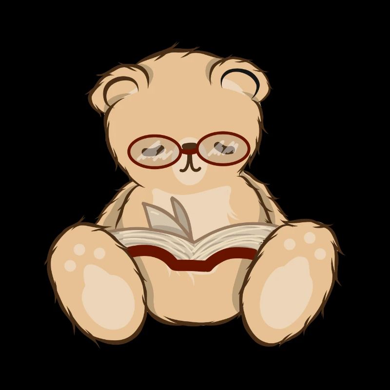 Teddy Bär mit Brille Buch lesen