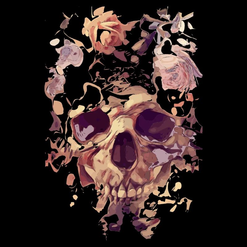 Totenkopf mit Rosen