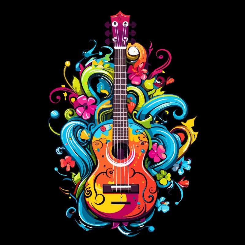 Bunte Ukulele mit Blumen