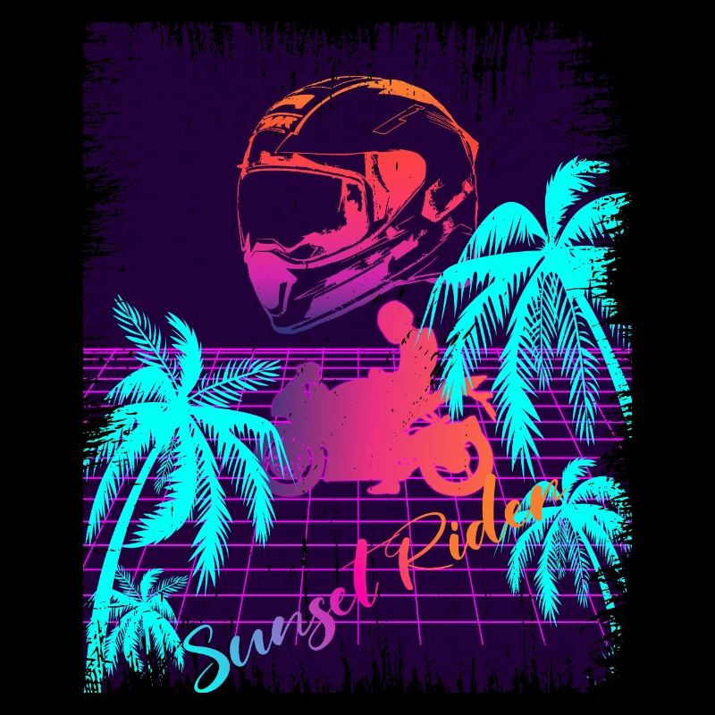 Sunset Rider Synthwave Design 80s