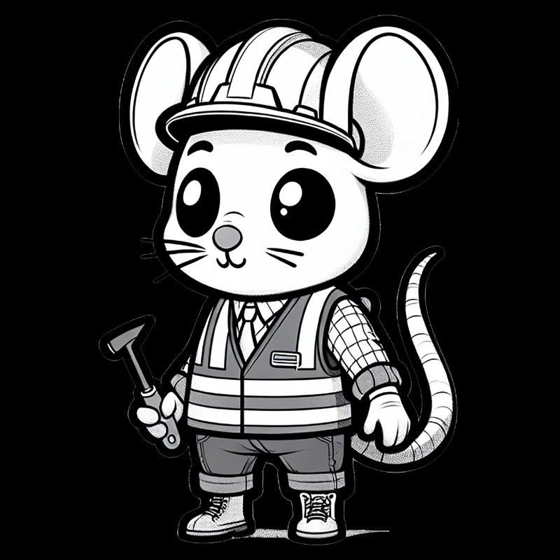 Mignon Souris Ouvrier De La Construction