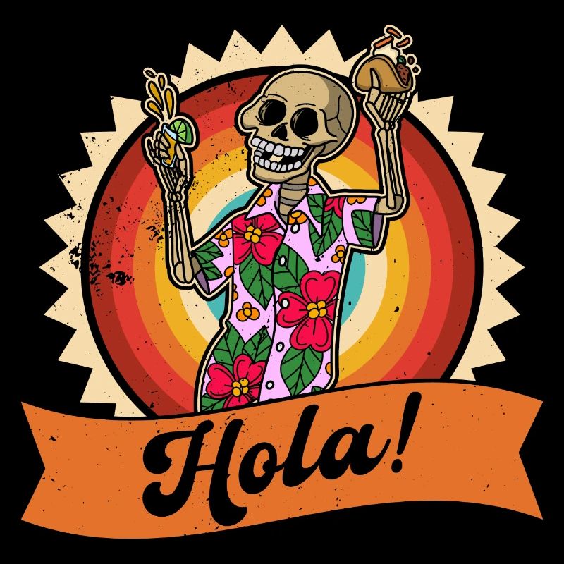Skeleton Vacation Summer Mexico Beach Taco