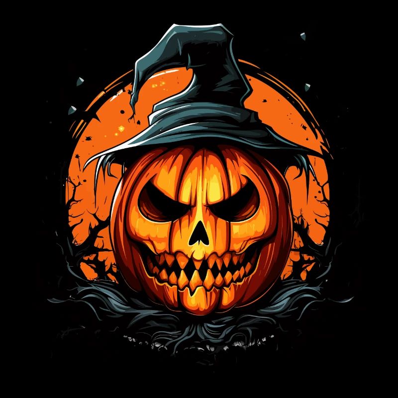 Halloween Magic Spooky Pumpkin with Bat