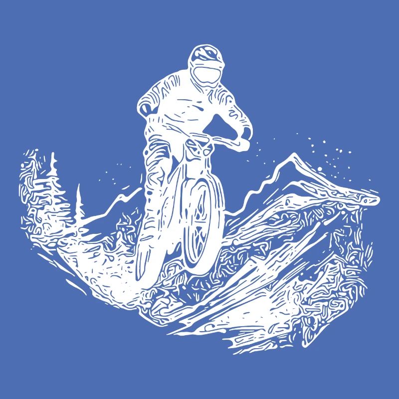 Mountain biker forest path mountain downhill