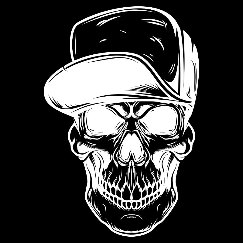 Crâne graffiti avec casquette de baseball