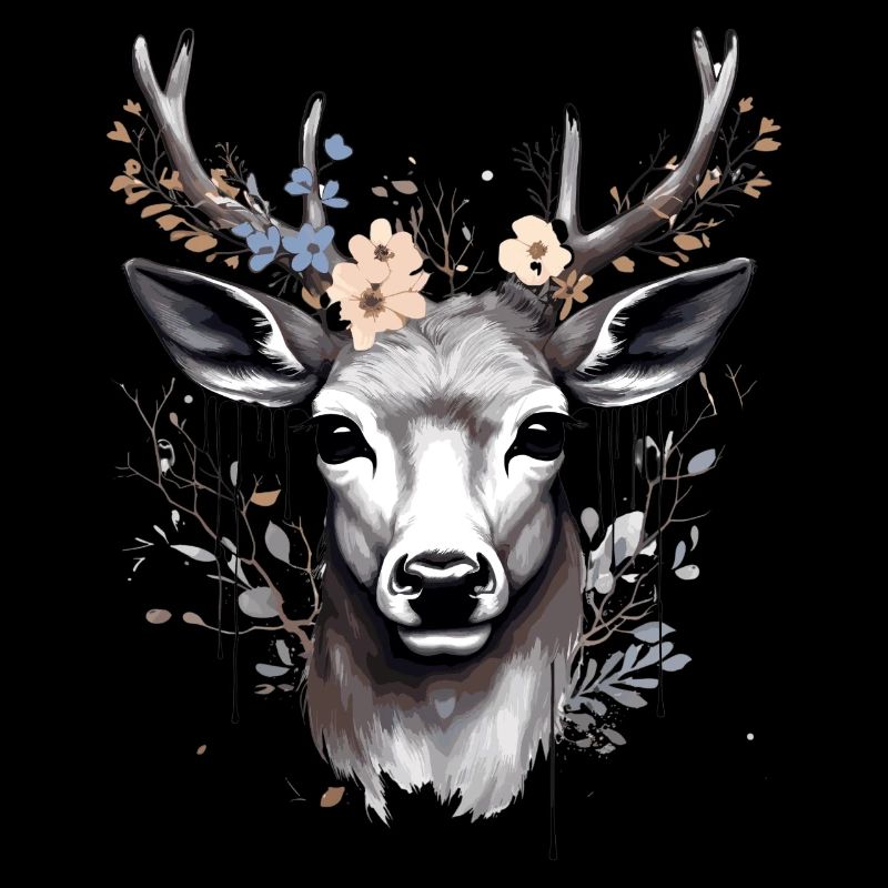 Deer with flowered antlers