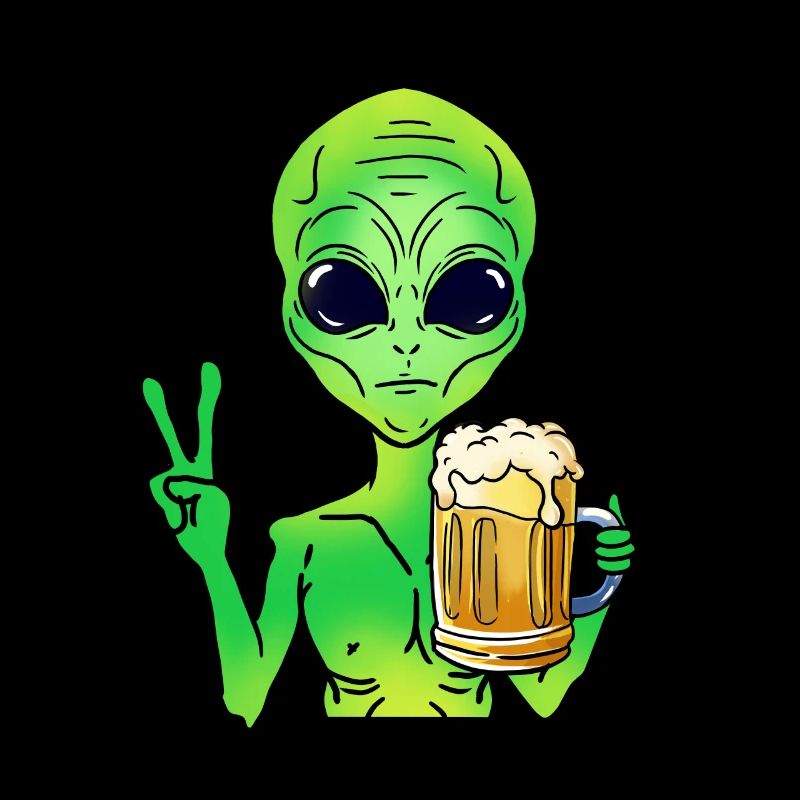 Alien trinkt Bier