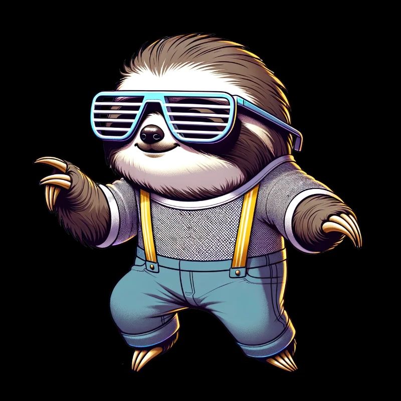 A 80s retro sloth with chill Vibes