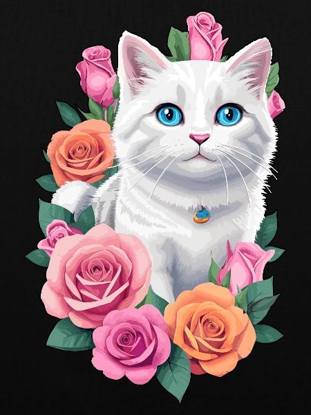Cat with roses
