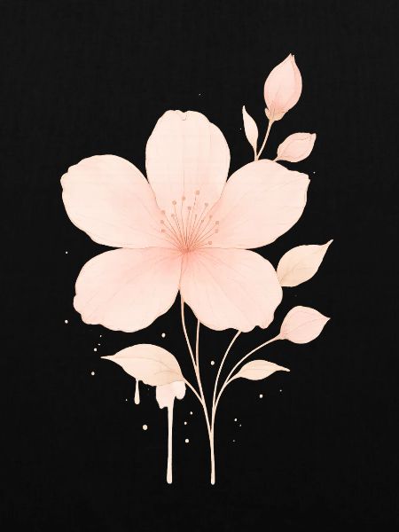Pfirsich Rosé Blüten Wasserfarbe